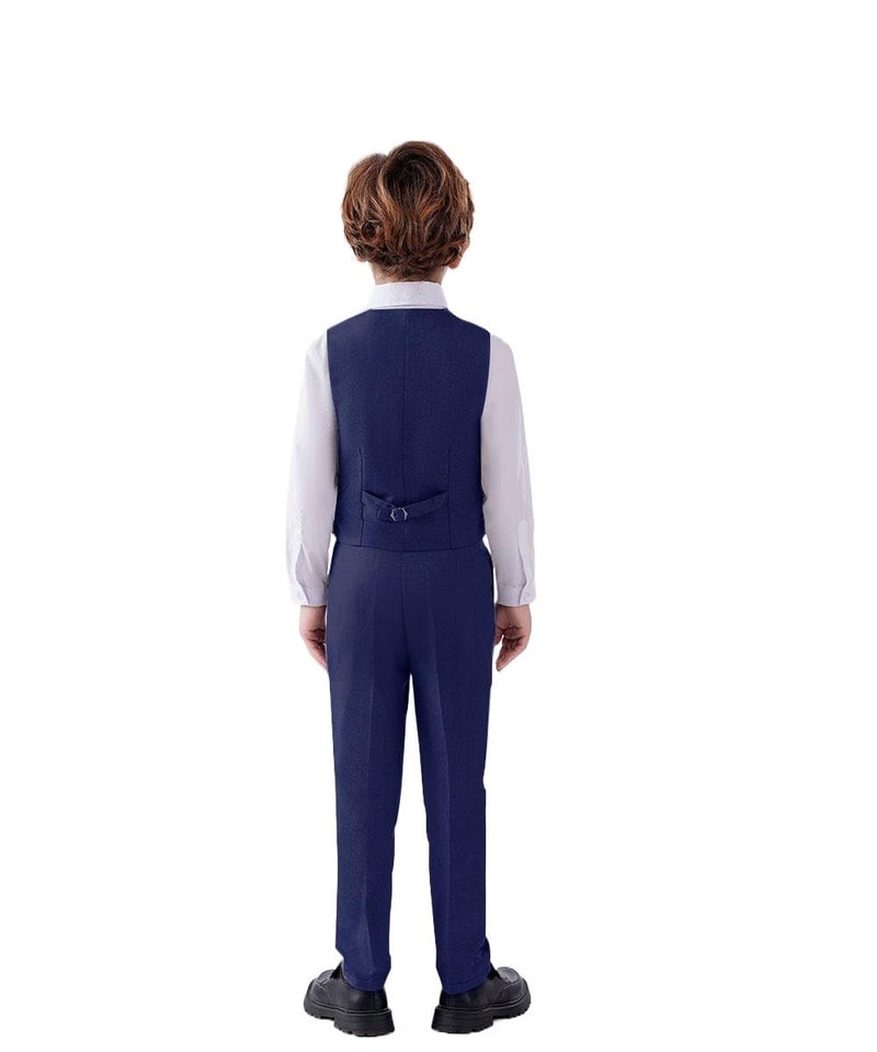 SaiLiiny Toddler Suits for Boys Wedding Suit Dress Shirt Navy Blue Vest and Pants Sets for Boy with Tie Size 12 - Image 5